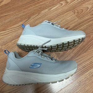 Skechers Light Gray Sneakers with Blue Highlights